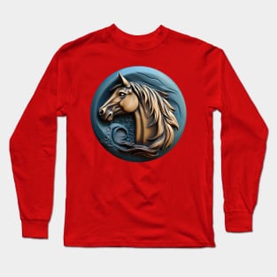 Horse clay logo red Long Sleeve T-Shirt